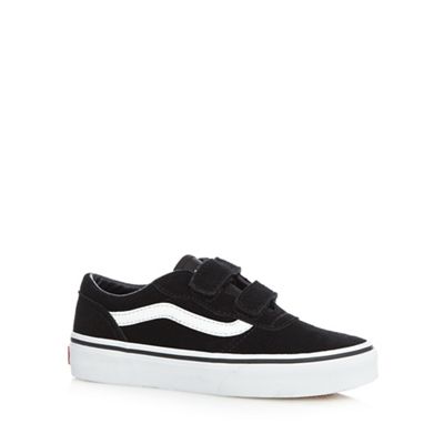 Boys' black suede two tab trainers